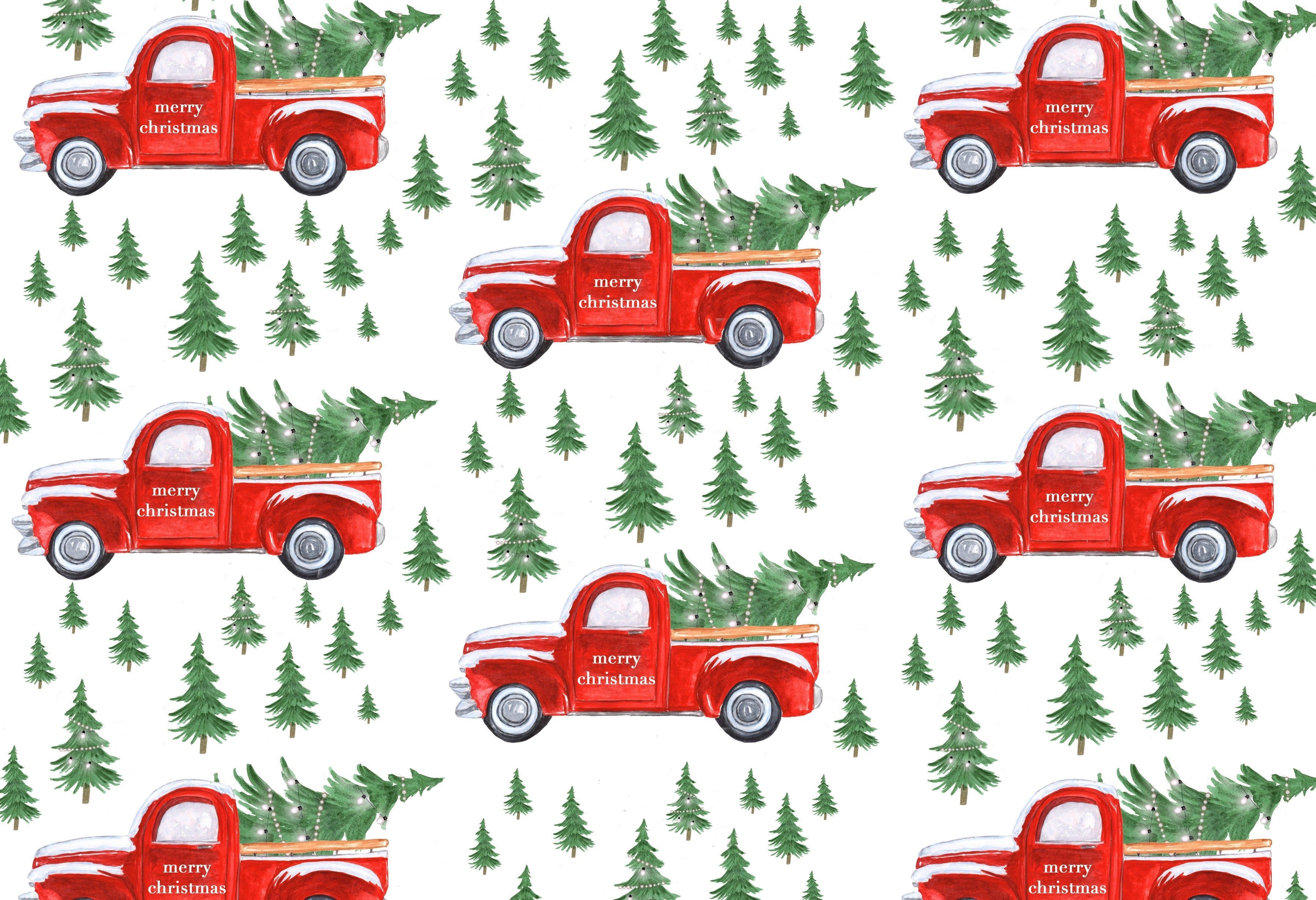 3591x2457 Red Christmas Truck