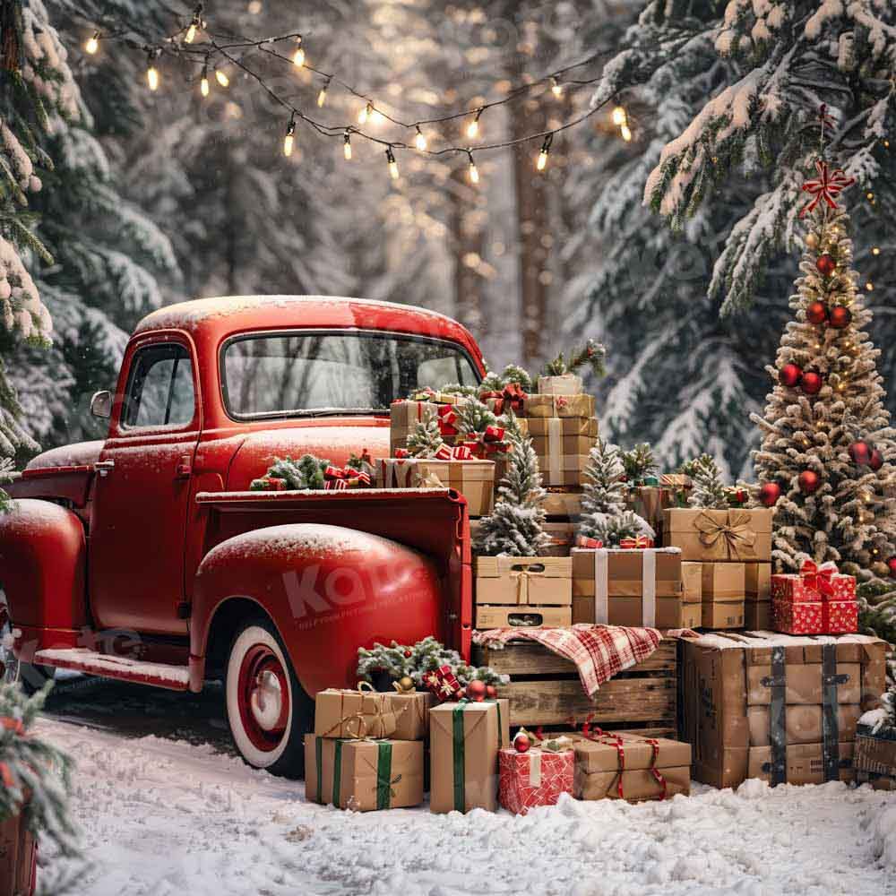 1000x1000 Kate Christmas Tree Red Truck Gifts Backdrop Designed