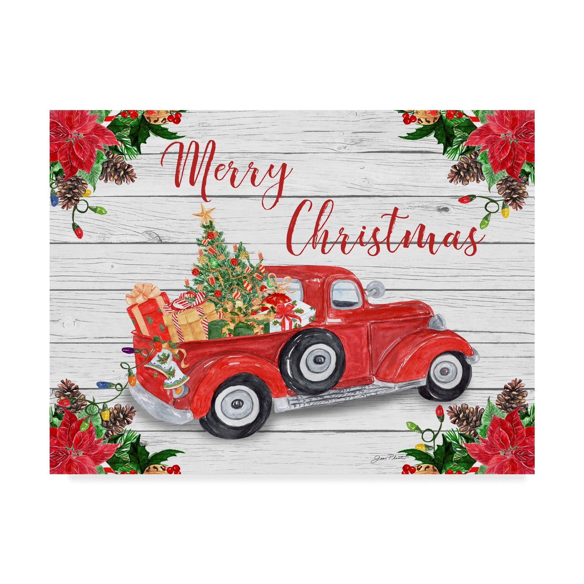 2000x2000 Trademark Fine Art 'Vintage Red Truck Christmas' Canvas Art