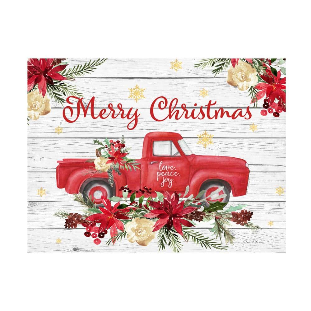 1000x1000 Unframed Home Jean Plout 'Red Truck Floral Christmas' Photography Wall Art 35 In. X 47 In. ALI65906 C3547GG Home Depot