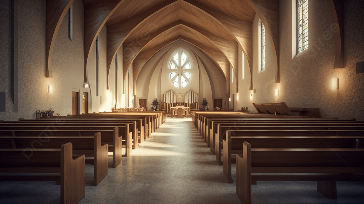 1200x673 Beautiful Church Interior With Wooden Pews Background, 3D Modern Church Interior, HD Photography Photo, Interior Background Image And Wallpaper for Free Download
