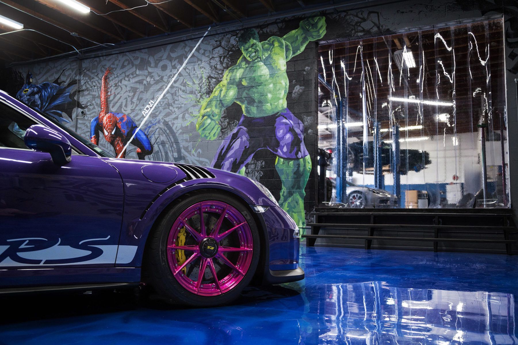 1801x1200 Ultraviolet Purple Porsche GT3 RS With Pink Advanced Series Wheels
