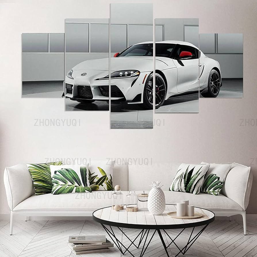 894x894 yuanjun 5 Parts Modern Stretched And Framed Wallpaper Modular HD Prints Poster 150X80Cm Mural Home Decor Canvas Prints Artwork Supra A90 Poster Super Car : Amazon.co.uk: Home & Kitchen