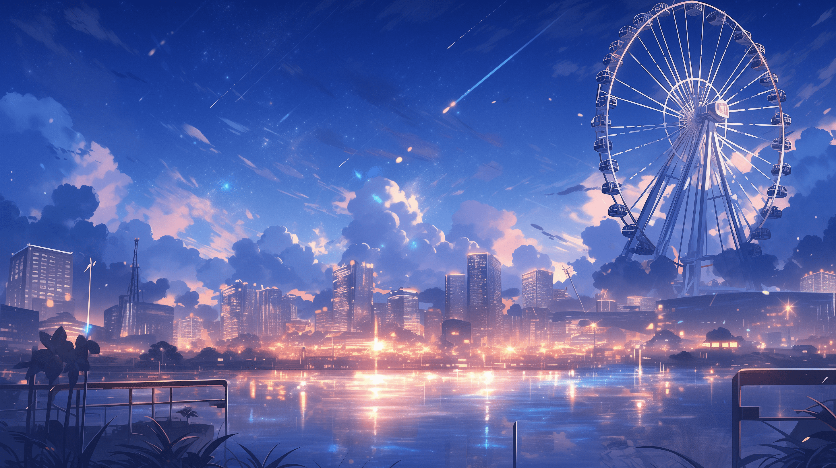 2912x1632 Anime City HD Wallpaper and Background