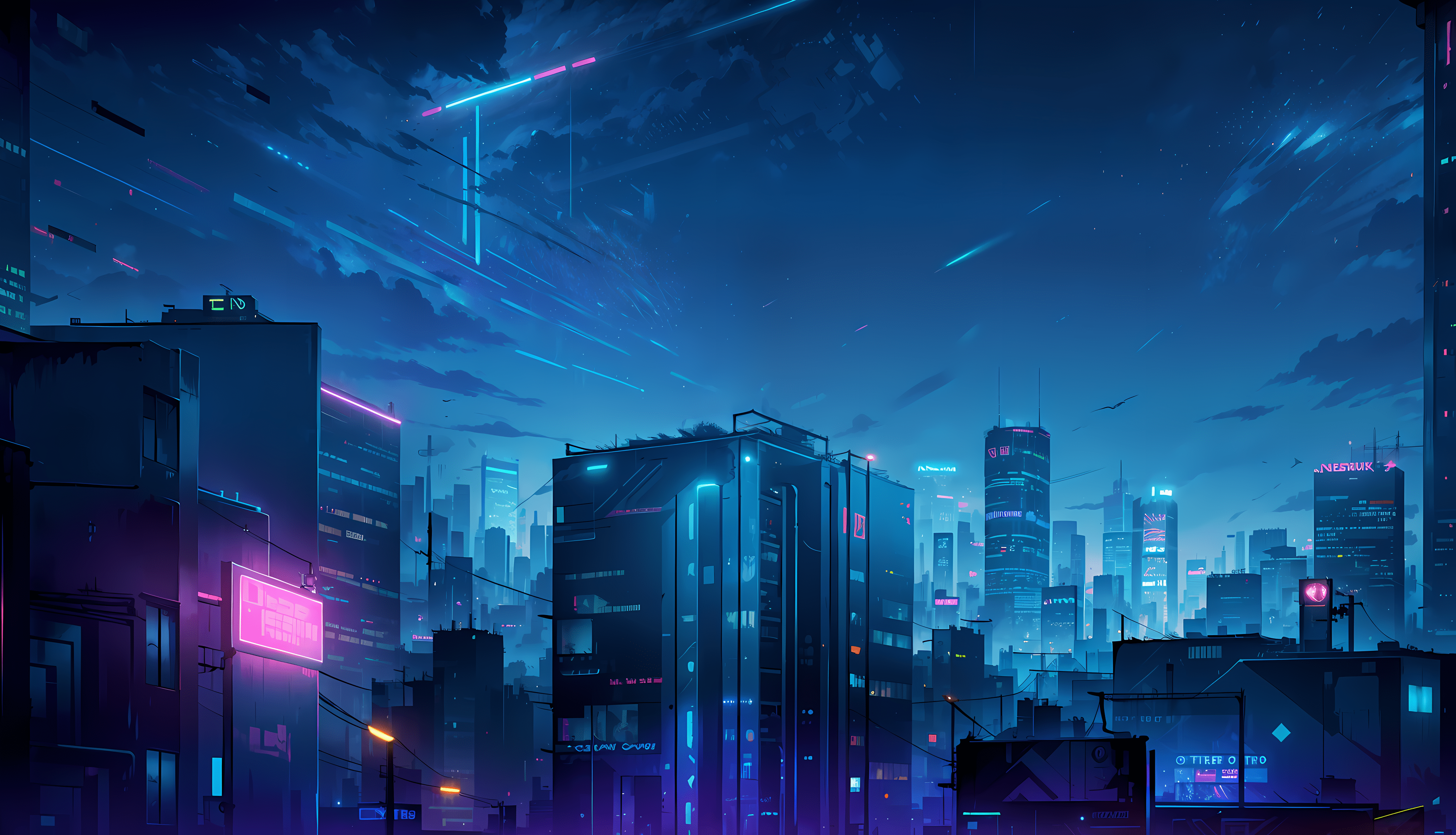 3904x2240 Anime City HD Wallpaper and Background