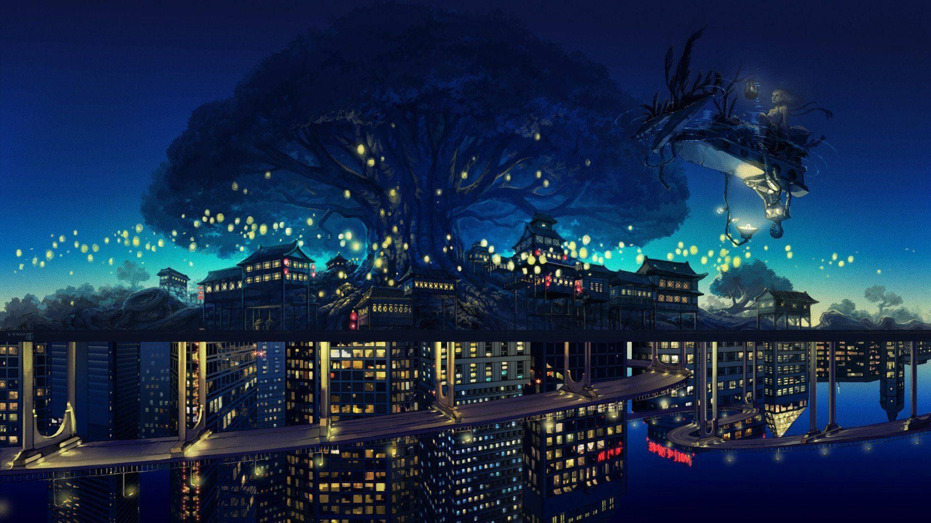 1920x1080 Aesthetic Anime City Background