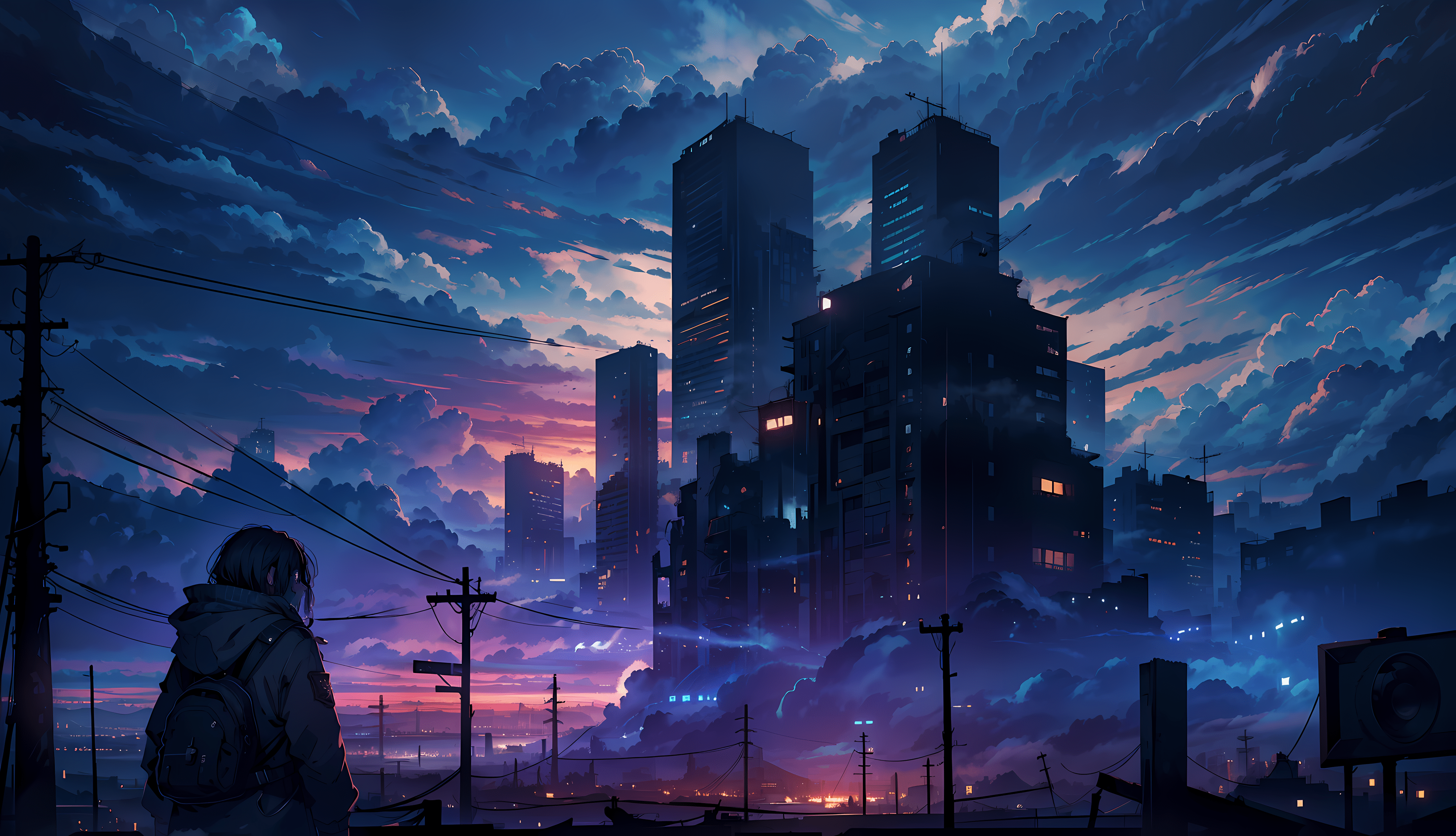 3904x2240 Anime City HD Wallpaper and Background
