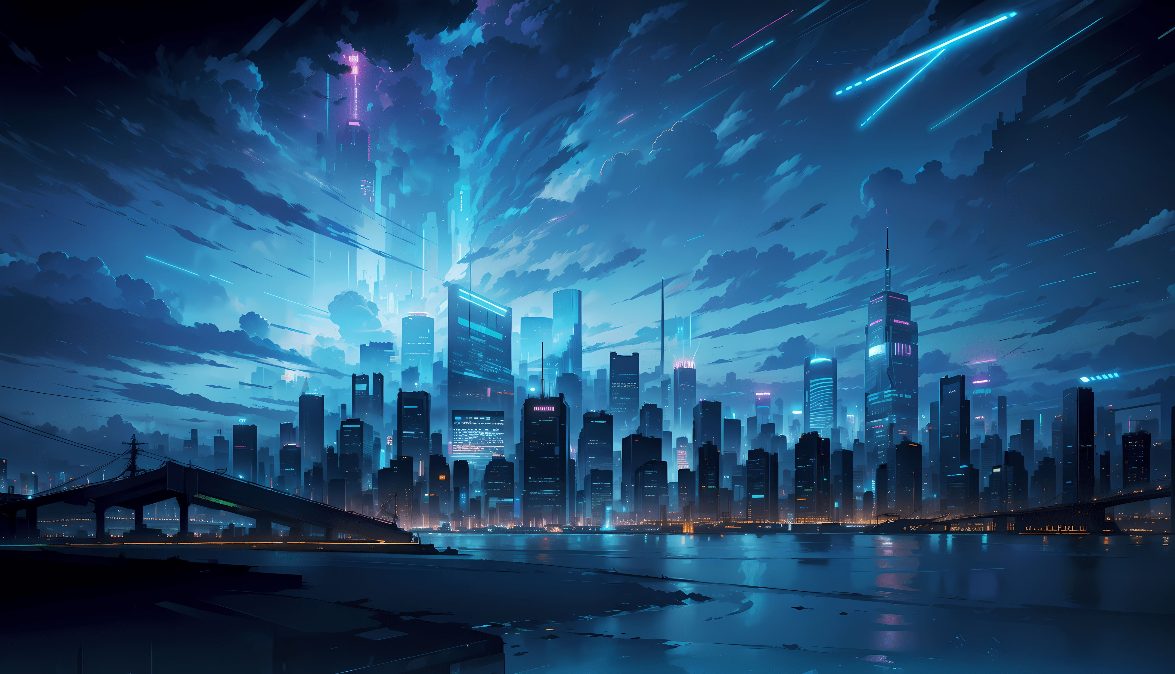 3904x2240 Anime City HD Wallpaper and Background