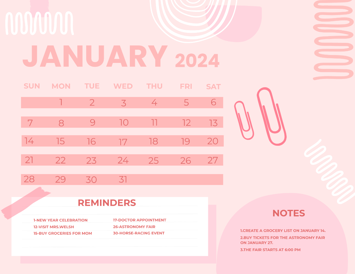 1200x927 FREE January 2024 Calendar Template in Word, Google Docs, Excel, PDF, Google Sheets, Illustrator, Photohop, Apple Pages, EPS, SVG, JPG