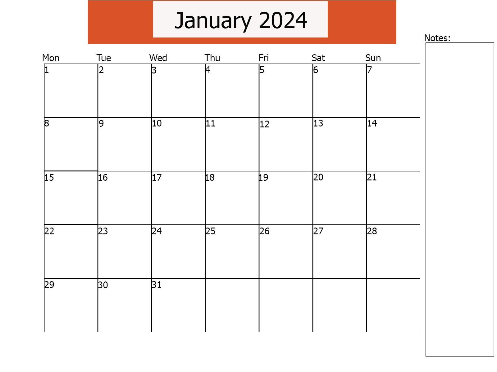 1600x1200 Calendar January 2024 Printable Calendar Horizontal