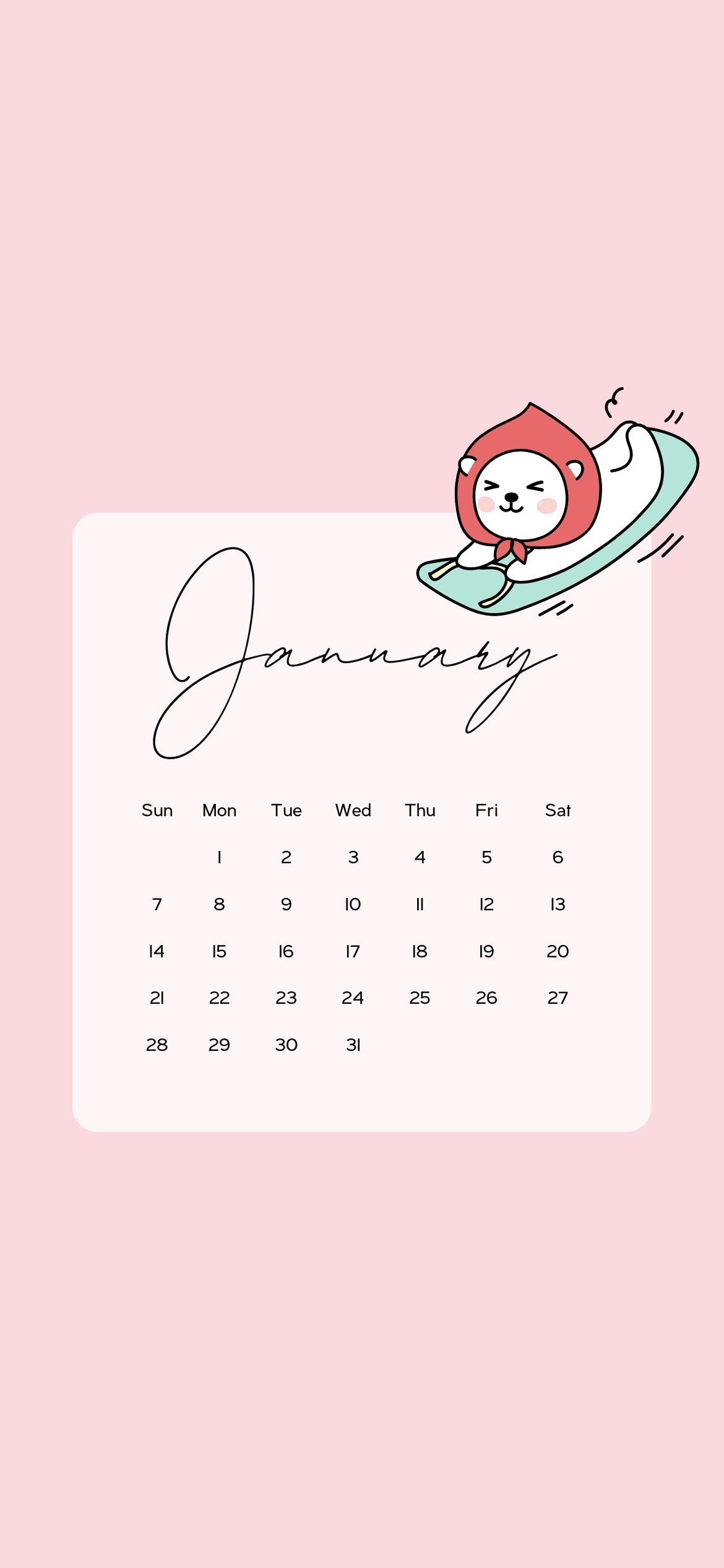 1170x2532 January Calendar Wallpaper Aesthetic Background