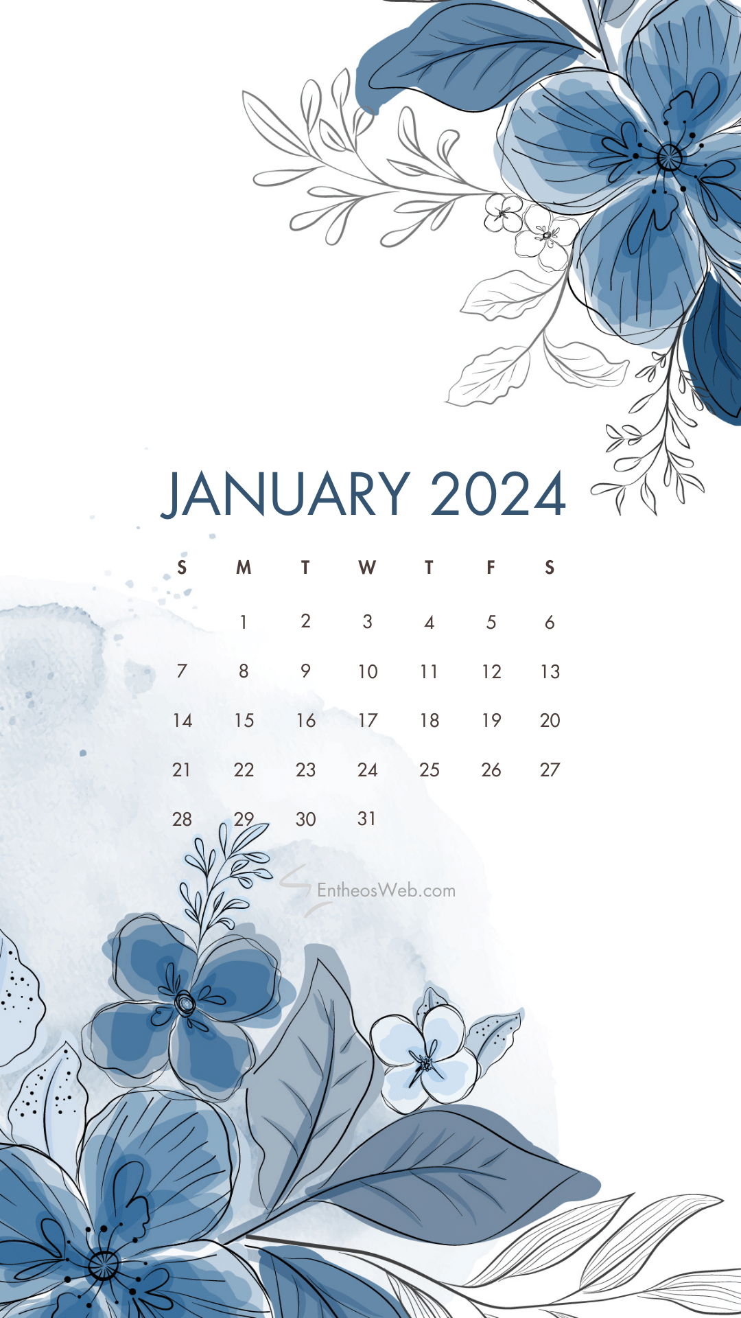 1080x1920 January 2024 Phone Wallpaper Calendars