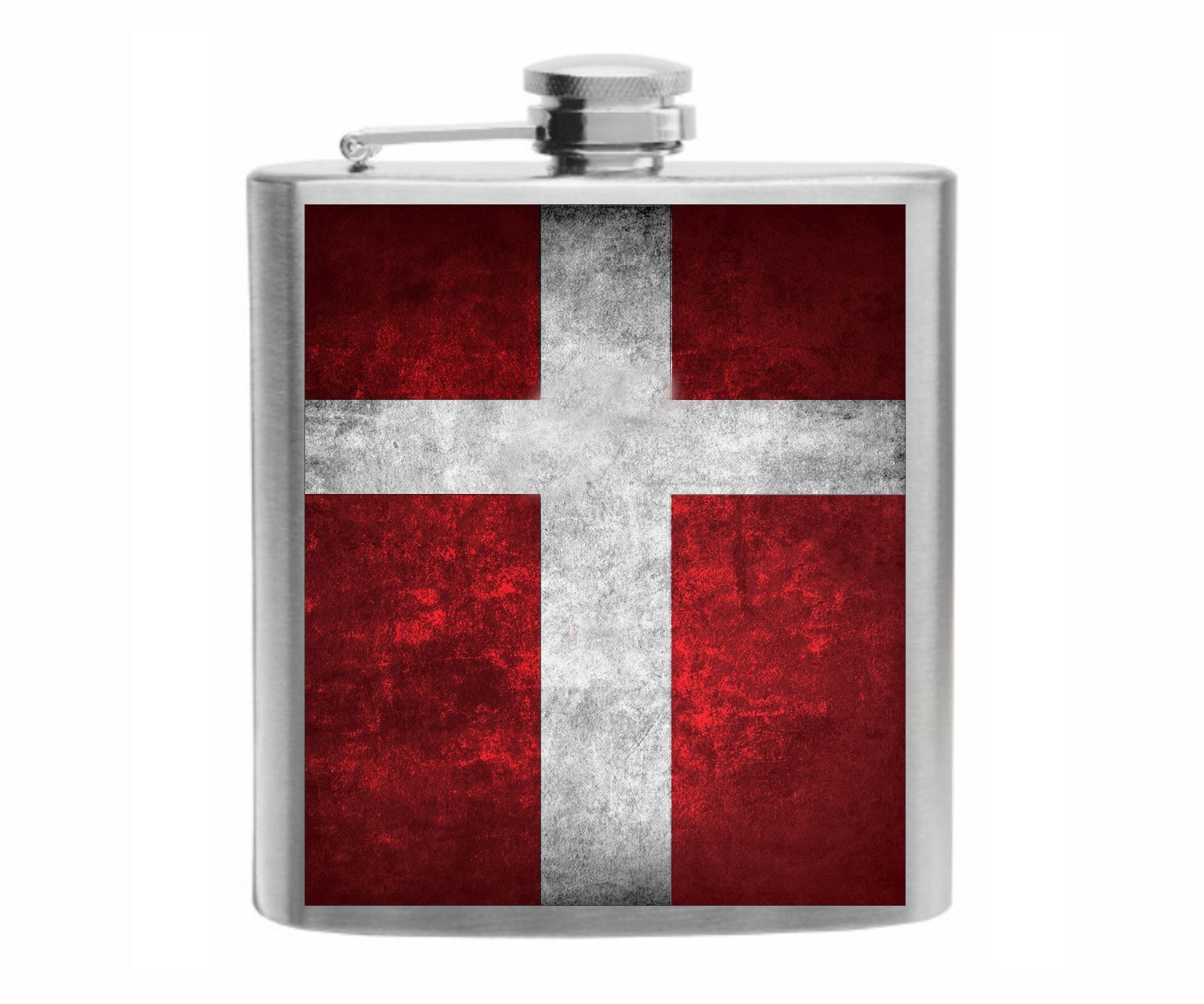 1804x1504 Denmark Flag Stainless Steel Hip Flask 6oz Gift Hip Flask