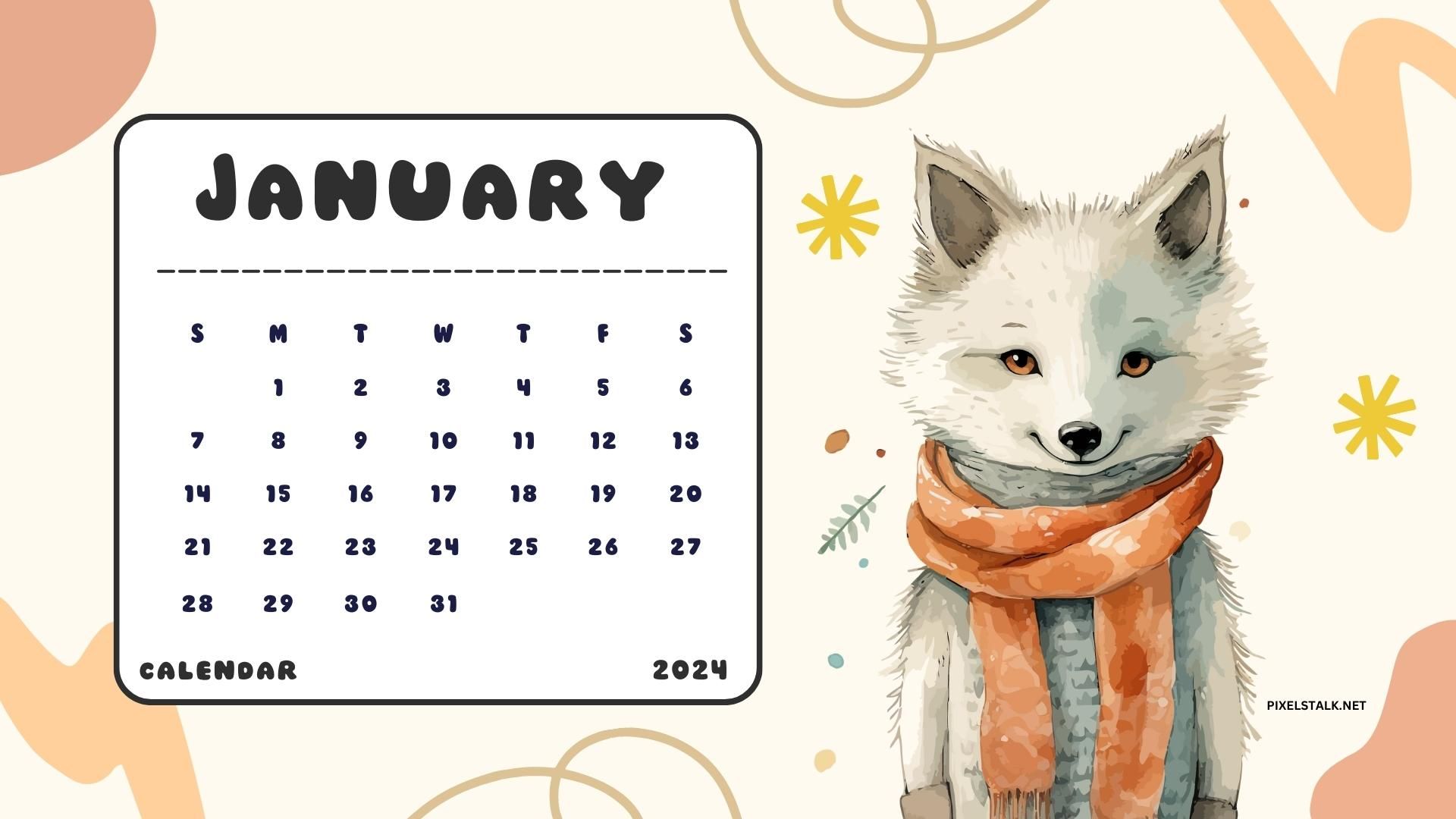 1920x1080 January 2024 Calendar Desktop Wallpaper