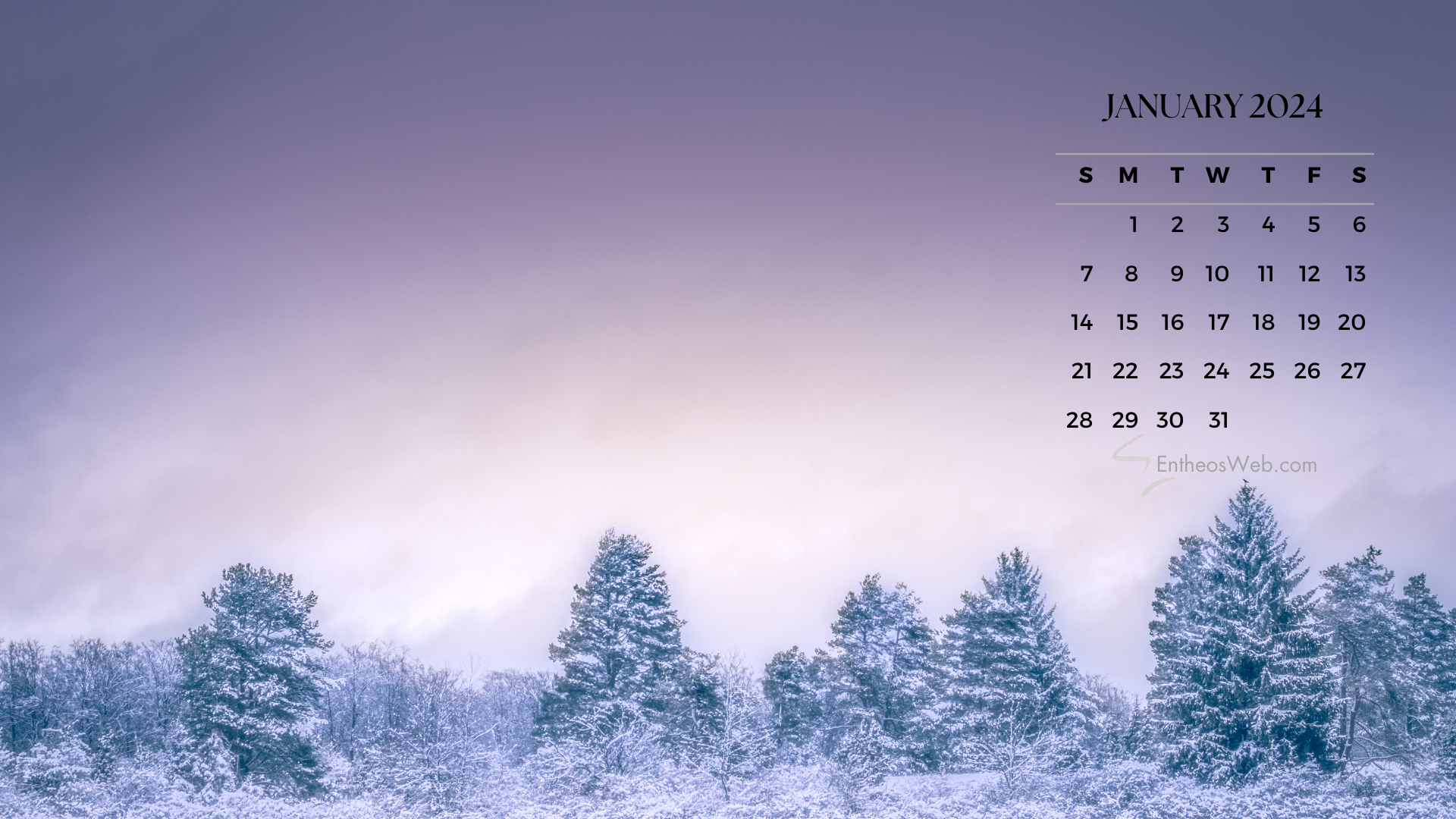 1920x1080 January 2024 Calendar Desktop Wallpaper
