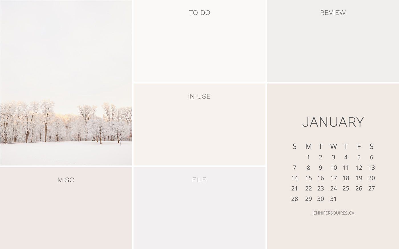 1400x875 January 2024 Wallpaper for iPhone and Desktop Organizer