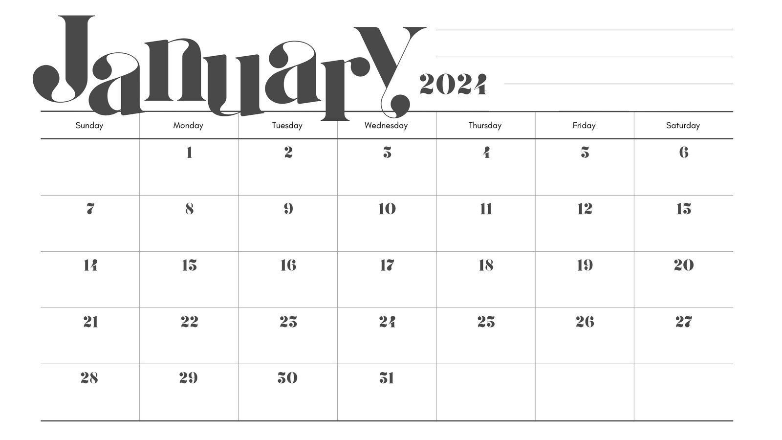 1600x900 Free and customizable january templates