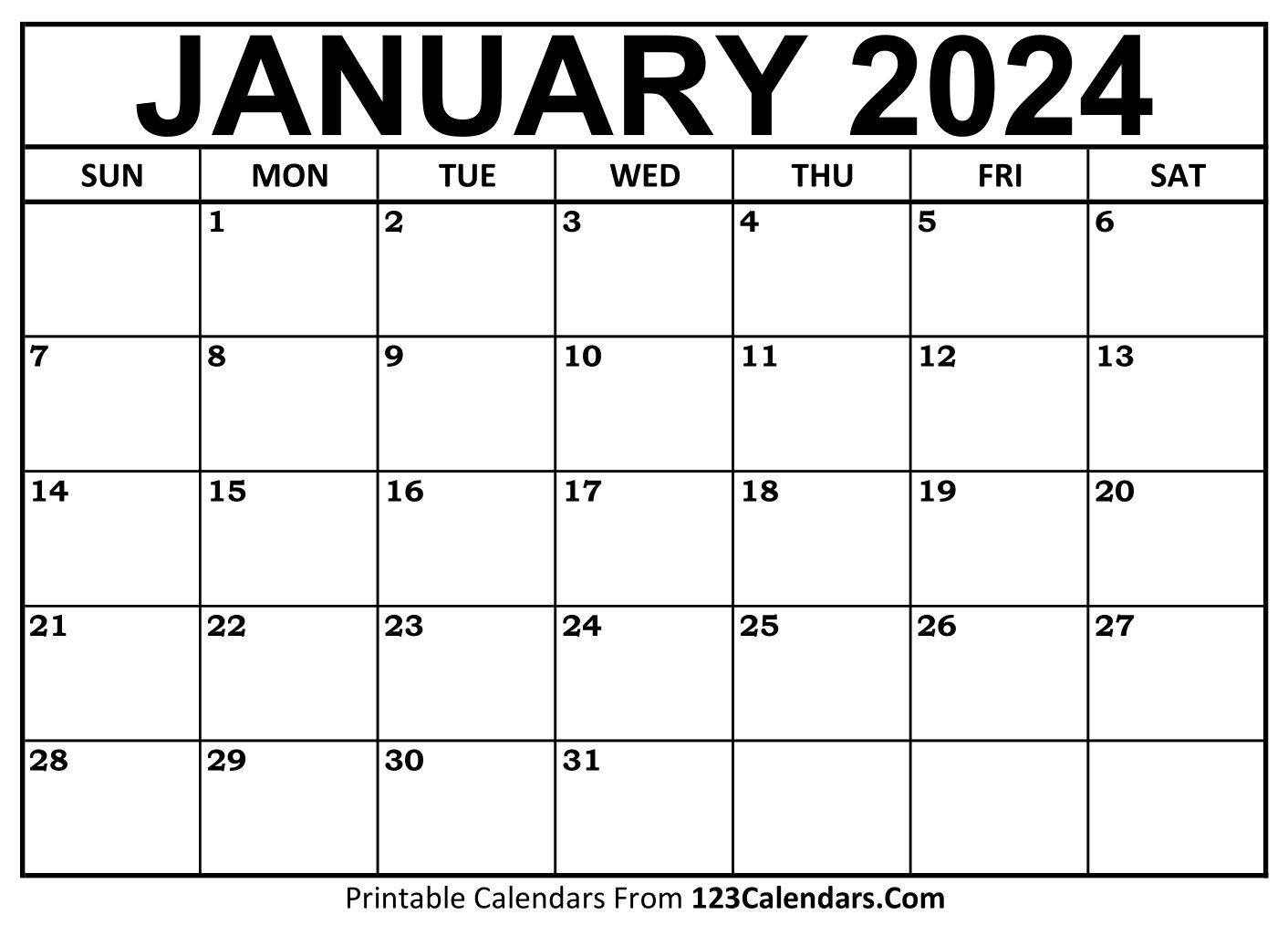 1412x1014 Printable January 2024 Calendar Templates