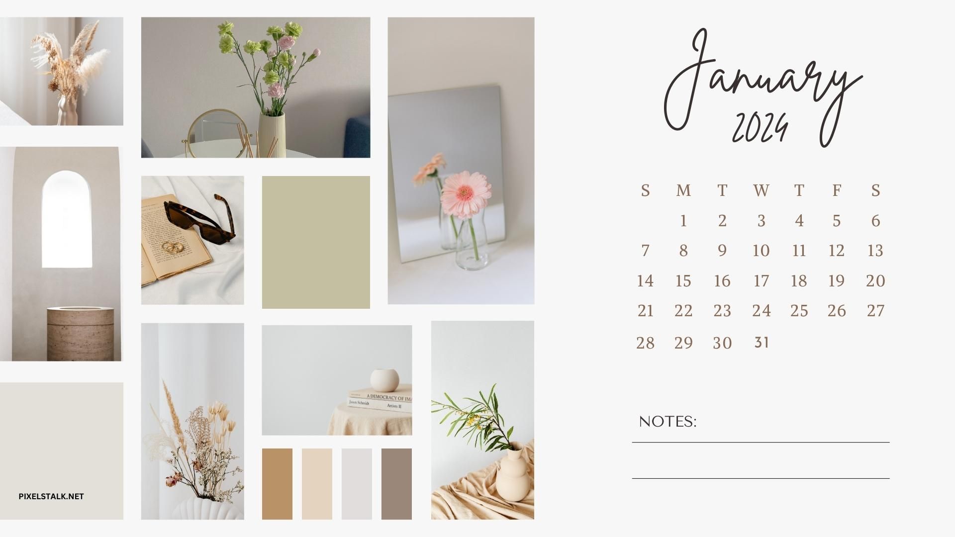 1920x1080 January 2024 Calendar Desktop Wallpaper