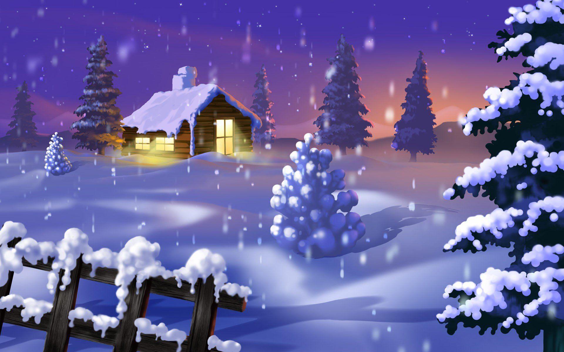 1920x1200 Beautiful Winter Night Wallpaper