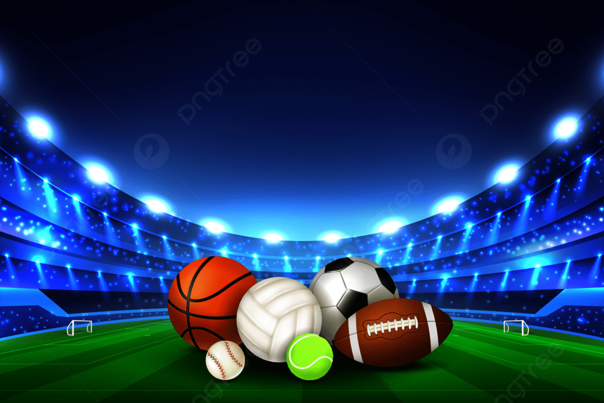 1200x800 Balls For Different Team Sport Games Collected In Center Of Stadium Playing Field And Tribunes Illumined By Floodlights Realistic Vector Illustration Background, Wallpaper, Tribune, Typography Background Image And Wallpaper for Free Download