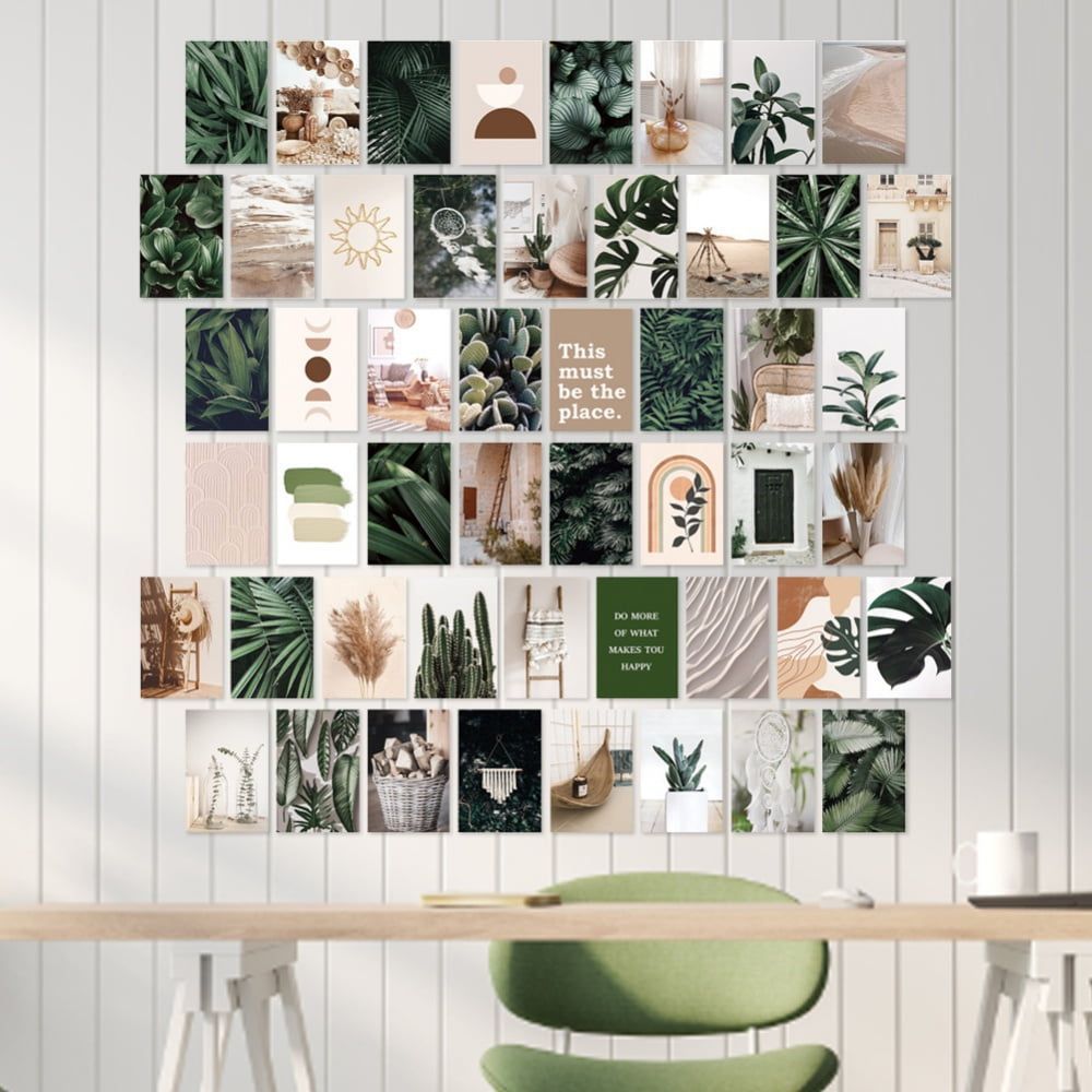 1000x1000 50Pcs Boho Wall Collage Kit Aesthetic Picture, Room Decor for Bedroom Aesthetic Teens Girls, Boho Picture Wall Decor, Cute Plants Photo Wall Collage Kit, Aesthetic Posters, Dorm Wall Art 4x6 Inch