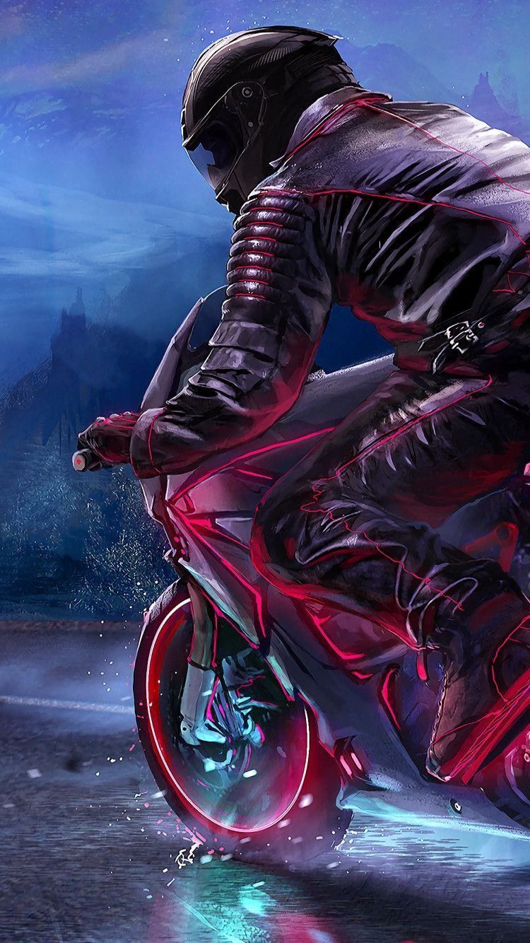 750x1334 Retro Bike Rider Wallpaper Download