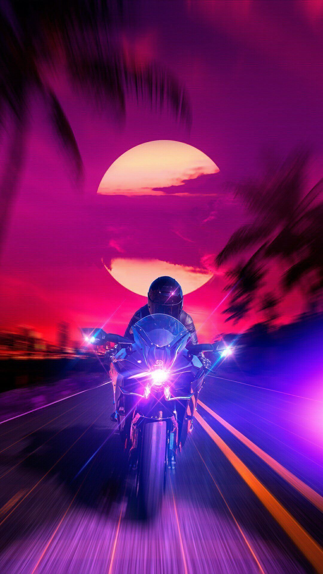 1080x1920 Neon bike retro Wallpaper Download