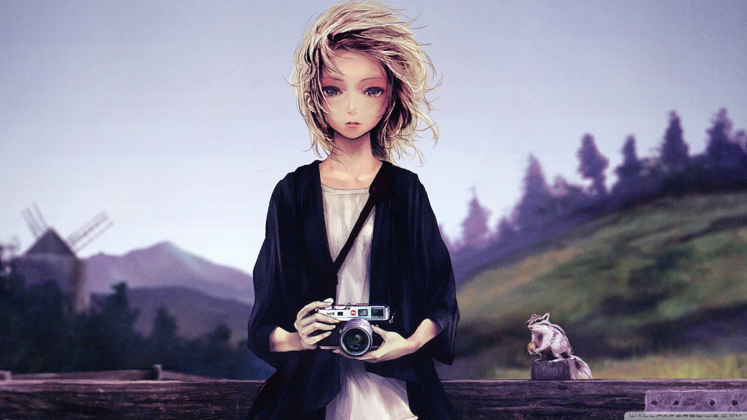 2400x1350 Girl With Camera Ultra HD Desktop Background Wallpaper for 4K UHD TV : Tablet