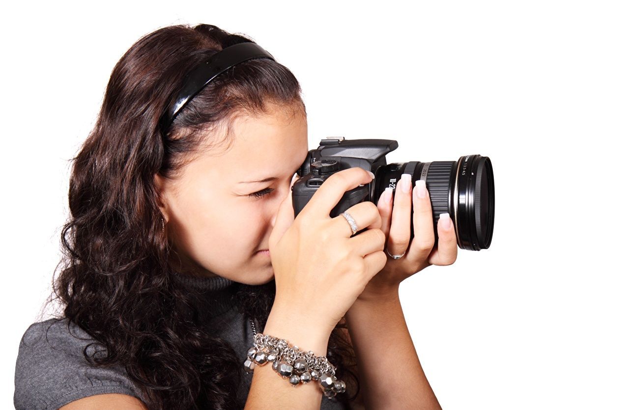1280x835 Wallpaper Brown haired Camera Photographer female Hands White
