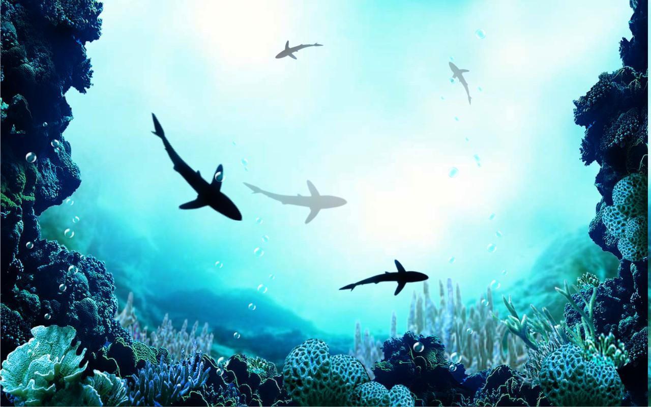 1280x800 Sharks Underwater Ocean live wallpaper for Android