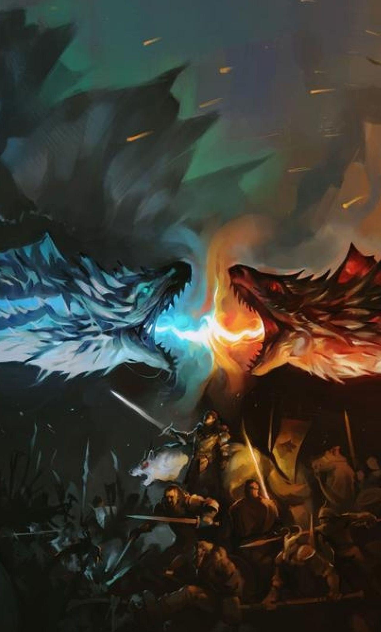 1280x2120 Ice Fire Dragon Game Of Thrones 8k iPhone HD 4k