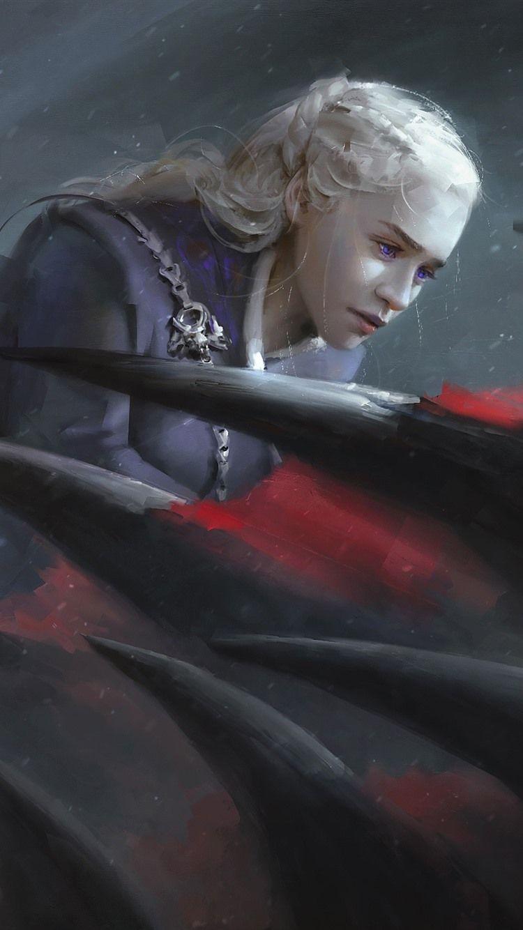 750x1334 Emilia Clarke, Game of Thrones, dragon, art picture 750x1334