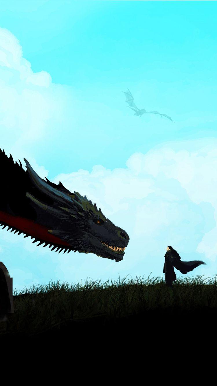 750x1334 Download 750x1334 wallpaper jon snow and dragon, game