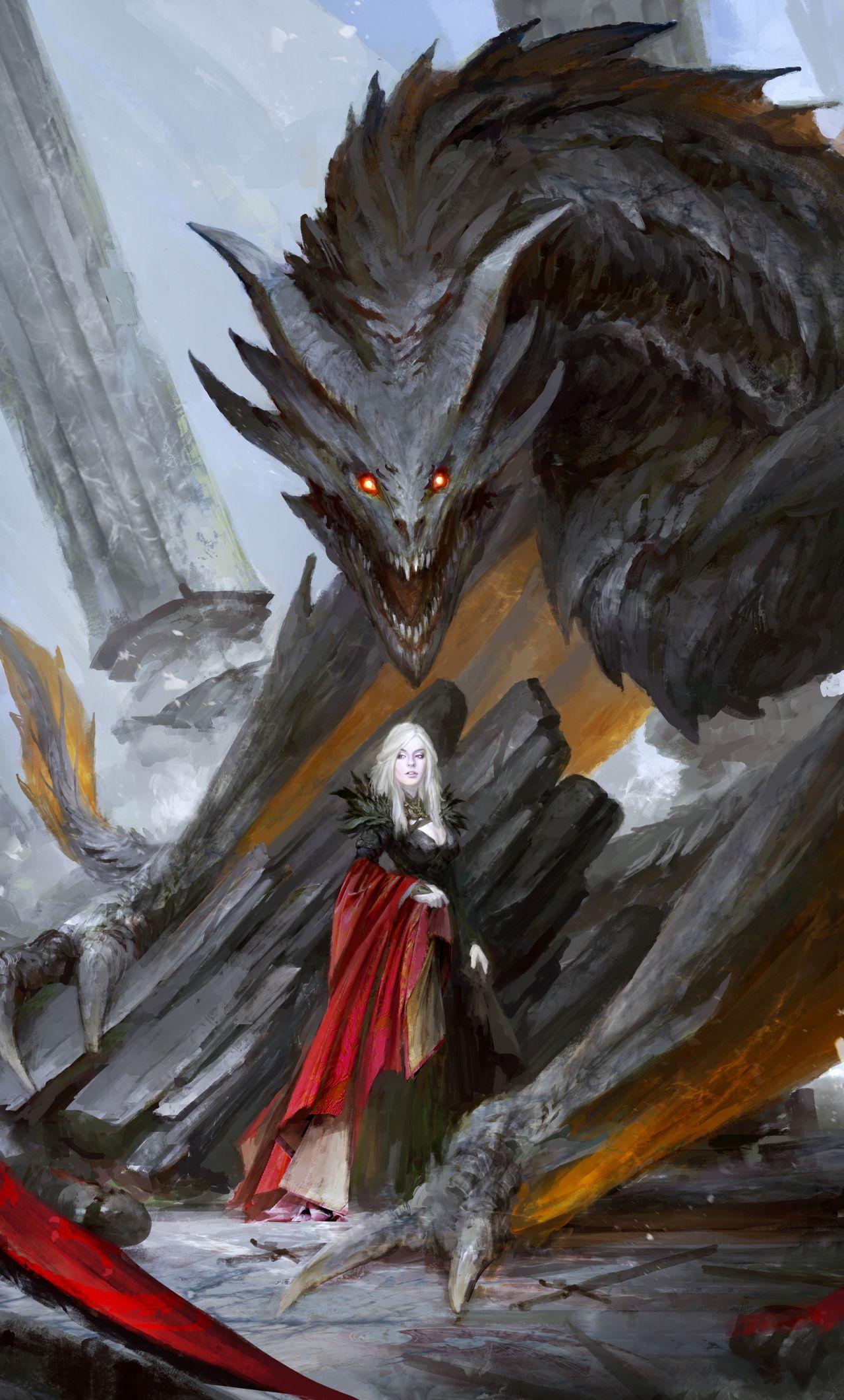 1280x2120 Downaload Queen and dragon, Game of Thrones, TV show, art
