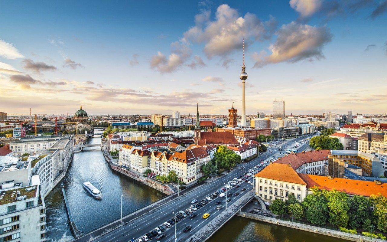 Hình nền 1280x800 Spree River Aerial View Berlin.  Sông Spree