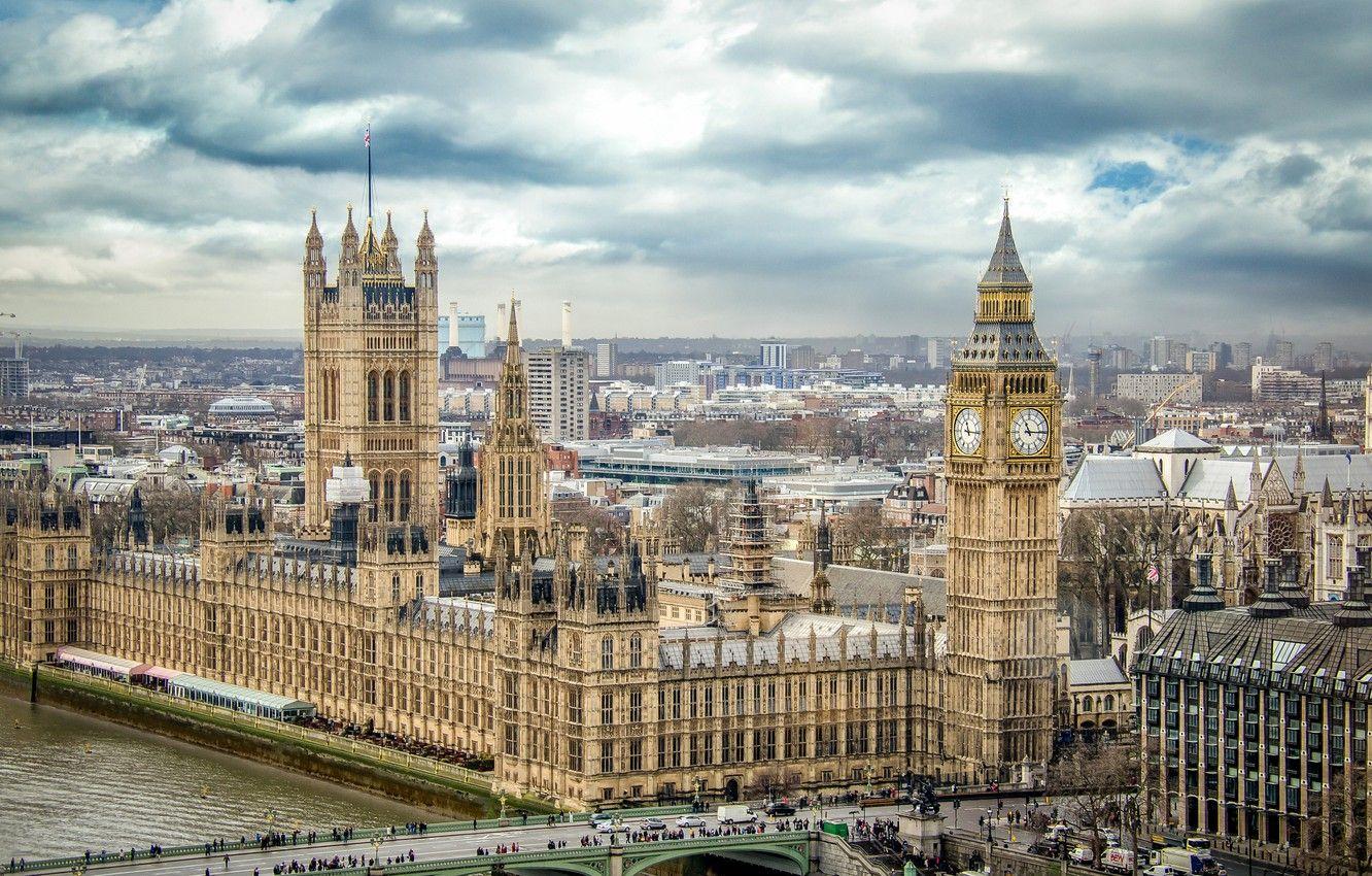 1332x850 Wallpaper bridge, people, tower, London, panorama, Parliament, big Ben image for desktop, section город