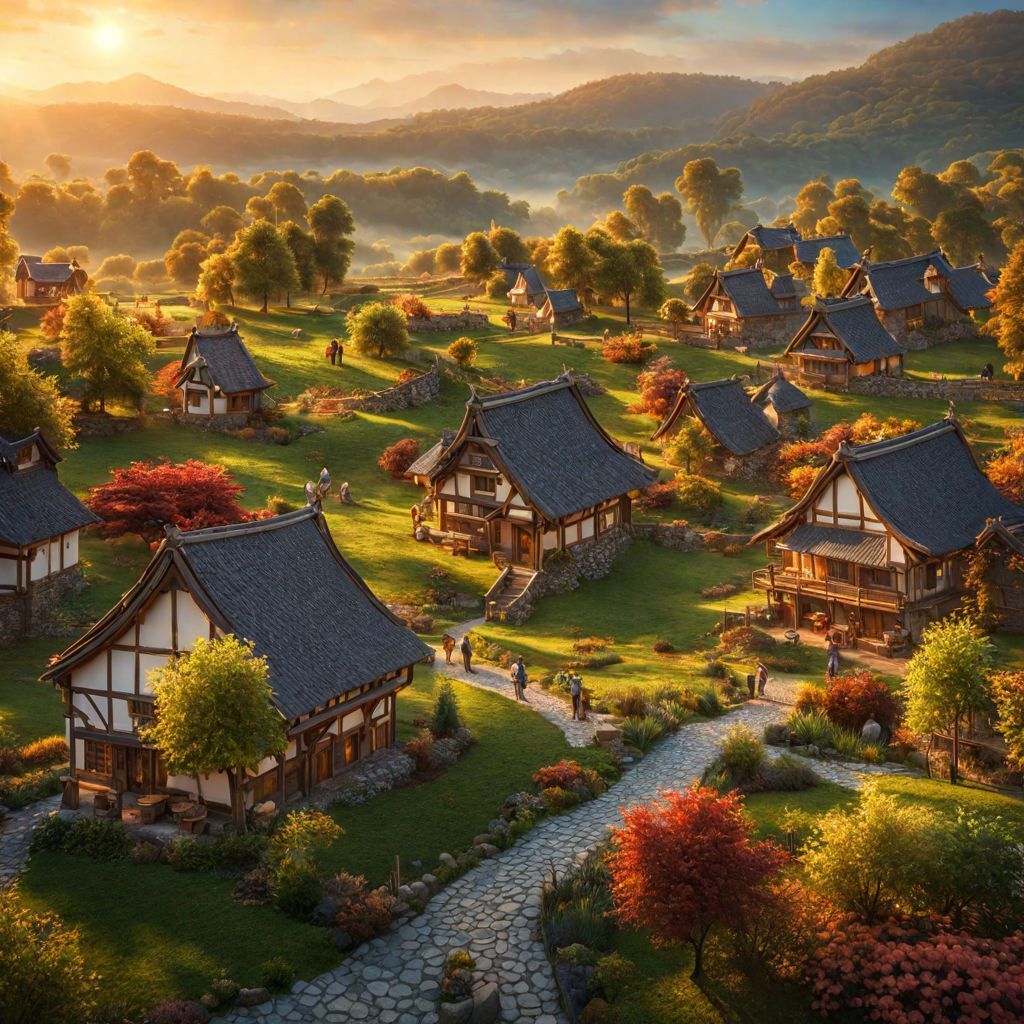1024x1024 Small countryside European village