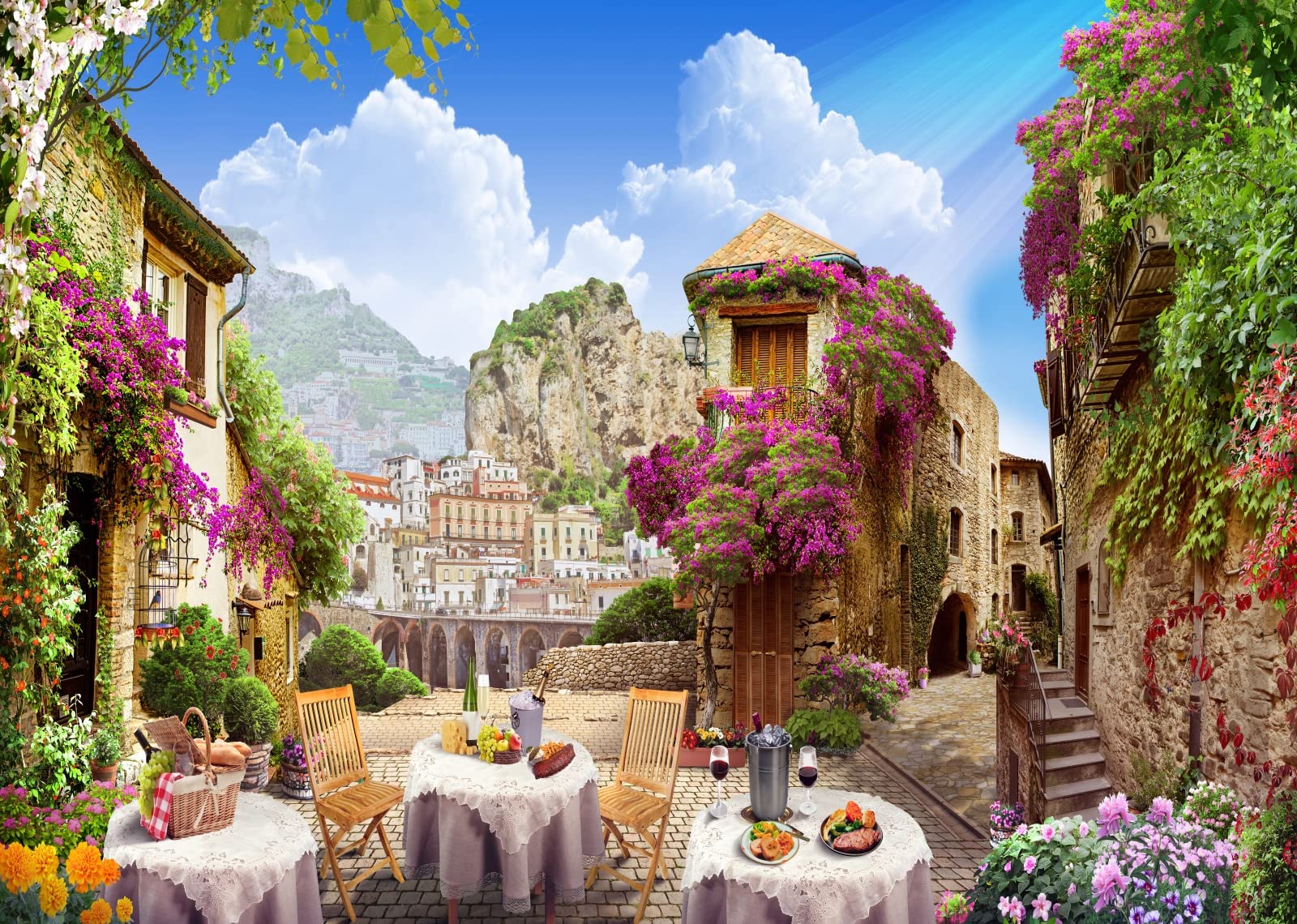 1600x1140 Amazon.com : CORFOTO Fabric 12x10ft European Buildings Stone Street Backdrop Medieval Village Dining Table Chair Wonderland Photo Background for Tea Party Banner Wedding Travel Birthday Party Decor Photo Props