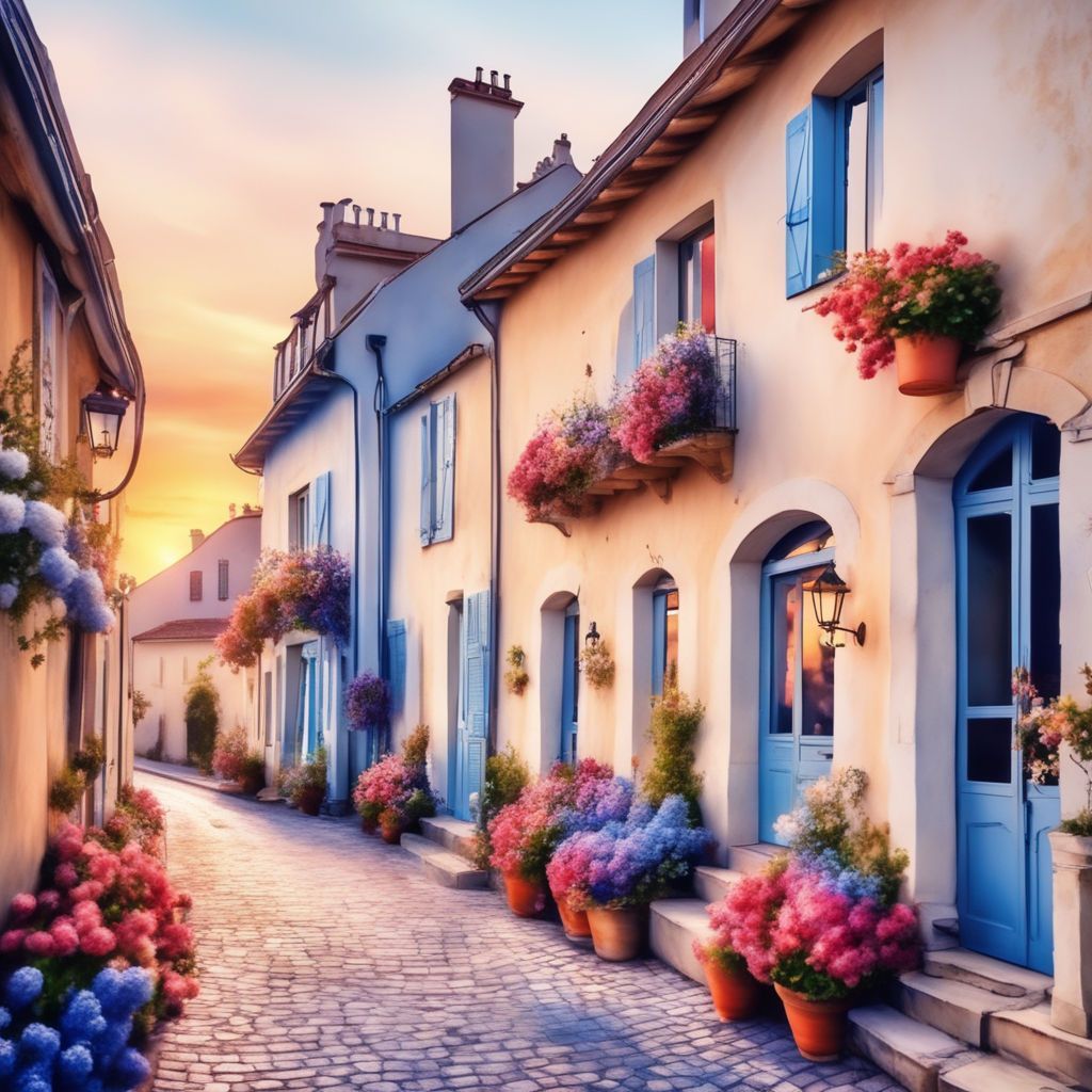1024x1024 Enchantingly beautiful summer landscape of a French village with houses