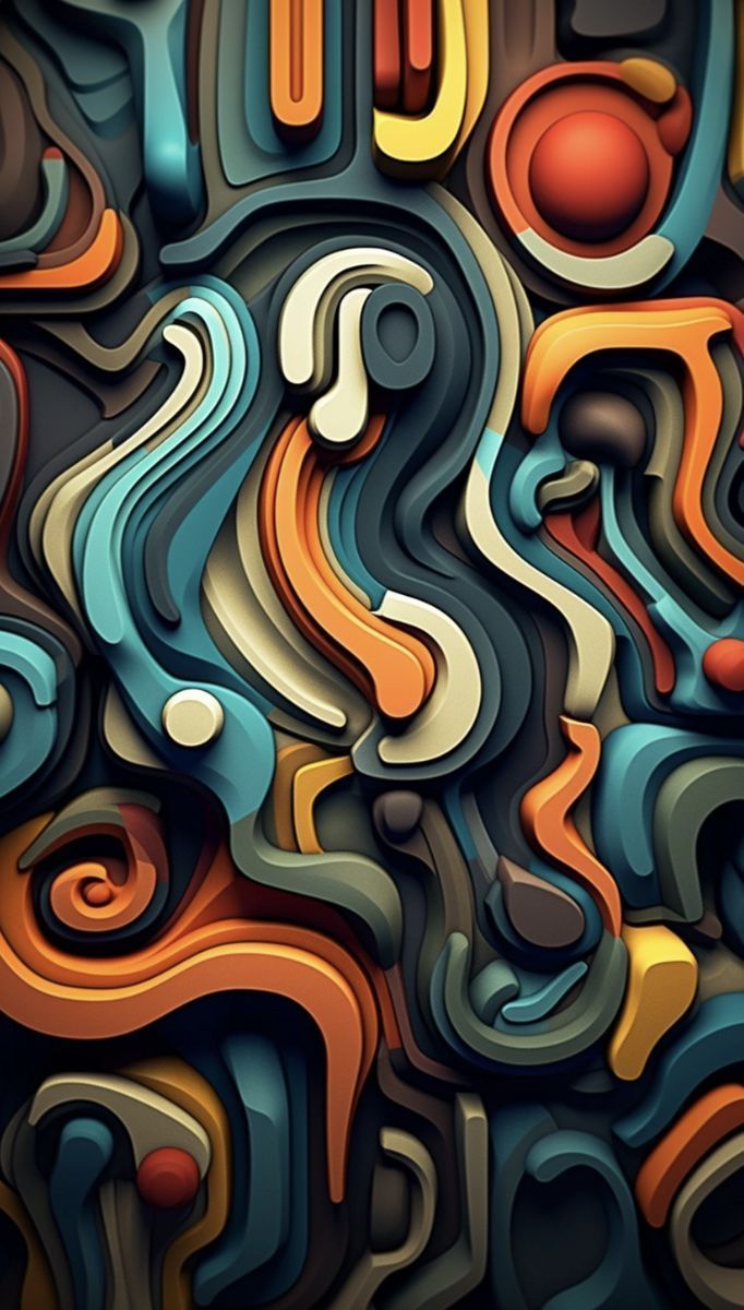 682x1200 wallpaper iPhone abstract if render of colourful carved shapes with deep effects i. iPhone dynamic wallpaper, Android wallpaper abstract, Abstract art wallpaper