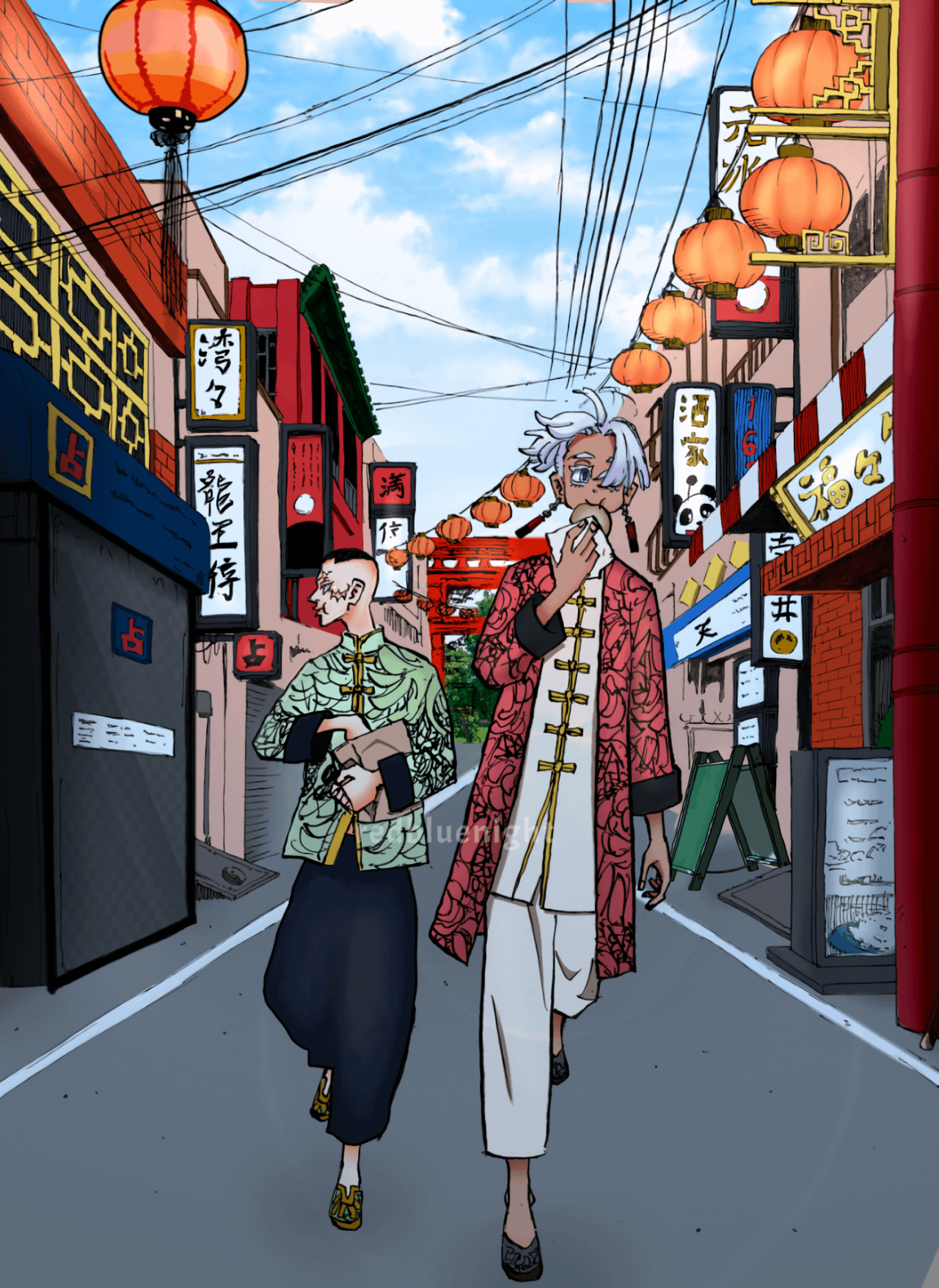 1280x1756 What outfits were Izana and Kakucho wearing in this illustration?
