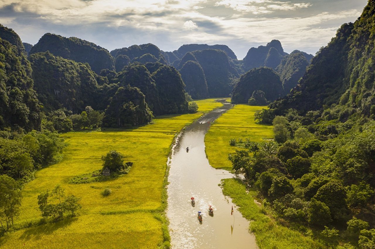 1280x852 Picture Vietnam NGO Dong River, Province Ninh Binh Nature Mountain