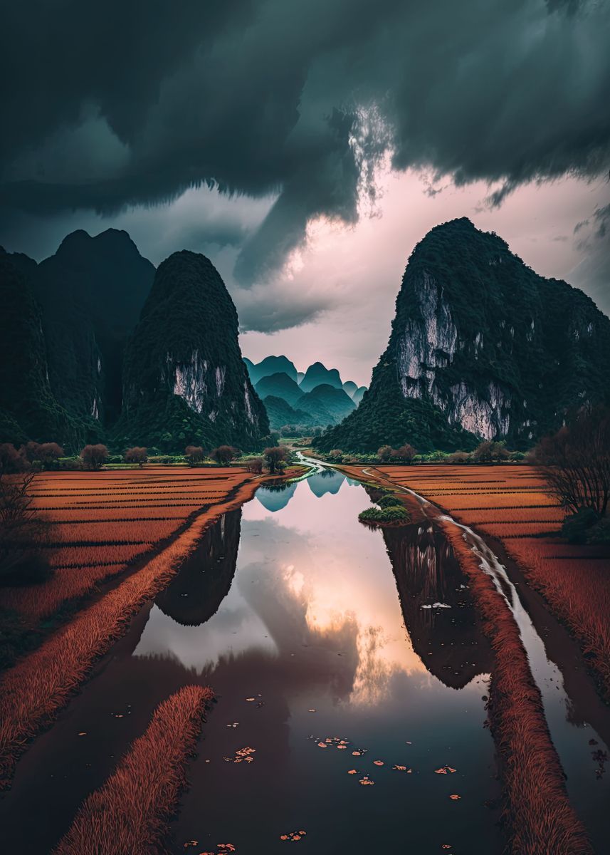 857x1200 Rice Field in Ninh Binh' Poster