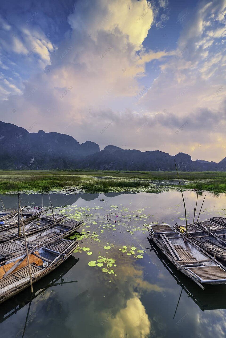 960x1438 Boat Amidst Pictureque Landscape Of Van Long Natural Reserve In Ninh Binh Vietnam Photo Background And Picture For Free Download