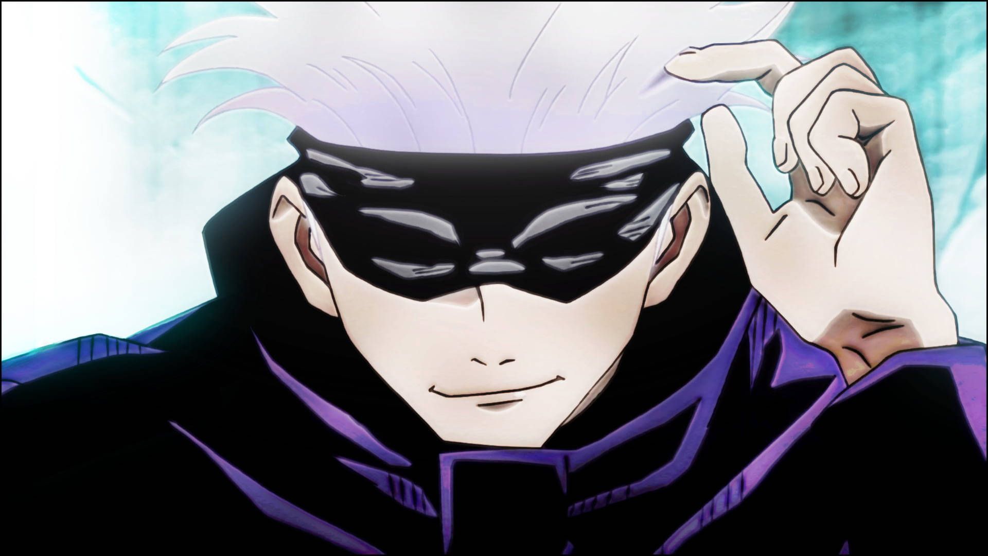 1920x1080 Download Gojo Satoru's Playful Look in High Definition Wallpaper