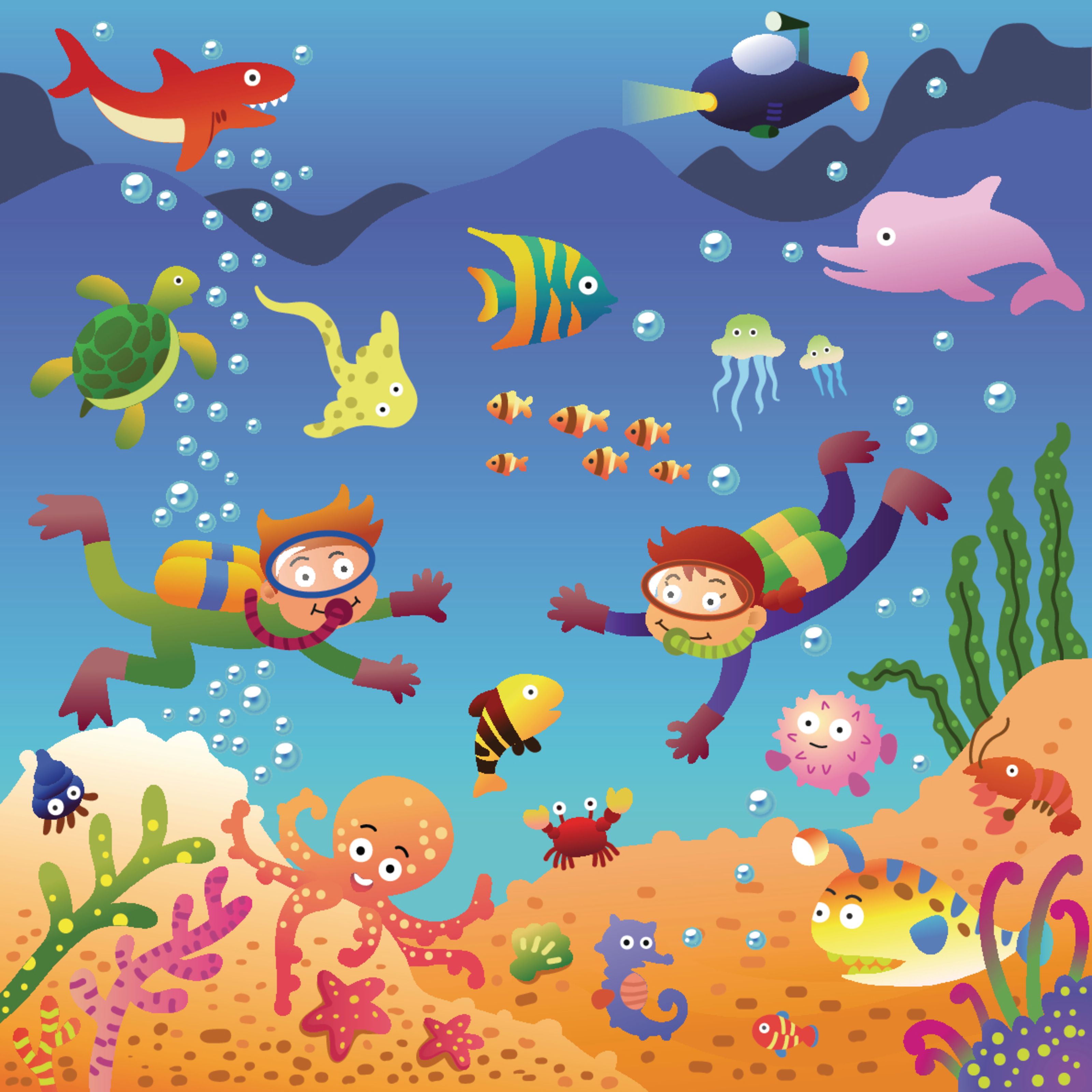 3200x3200 Under The Sea Cartoon Mural Your Way