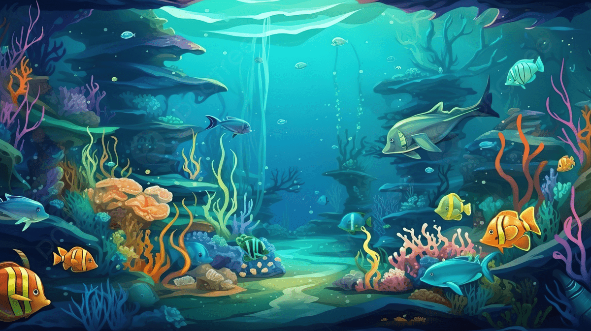 1200x673 Cartoon Illustration Of An Underwater Sea Scene Background, Under The Sea Picture, Sea, Nature Background Image And Wallpaper for Free Download