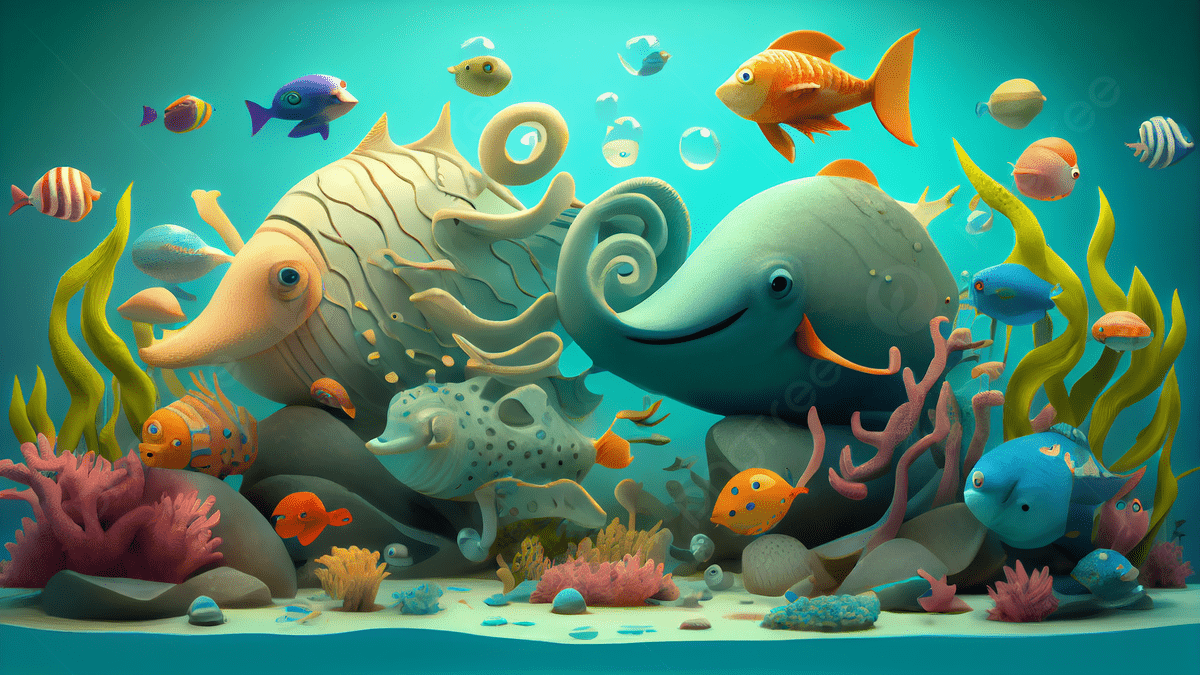 1200x675 Underwater World Seaweed 3D Cartoon Background, Underwater World, Marine Life, Ocean Background Image And Wallpaper for Free Download