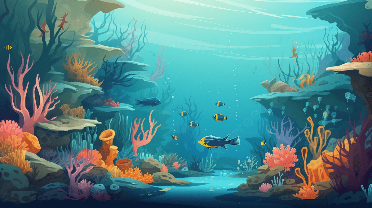 1200x673 Cartoon Underwater Background With All Kinds 0f Fish And Water Plants, Picture Of Under The Sea, Sea, Nature Background Image And Wallpaper for Free Download